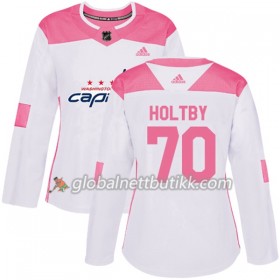 Washington Capitals Hockeydrakt Braden Holtby 70 2017-2018 Hvit Rosa Fashion Adidas Authentic - Dame